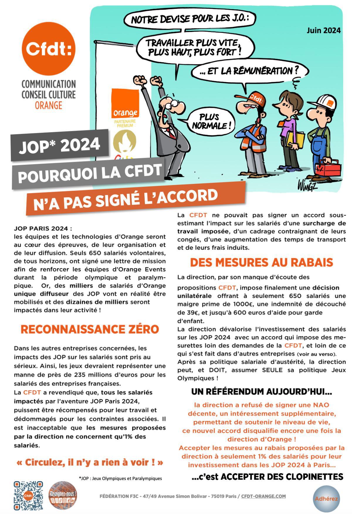 JOP* 2024 : pourquoi la CFDT n'a pas signé l'accord - Juin 2024