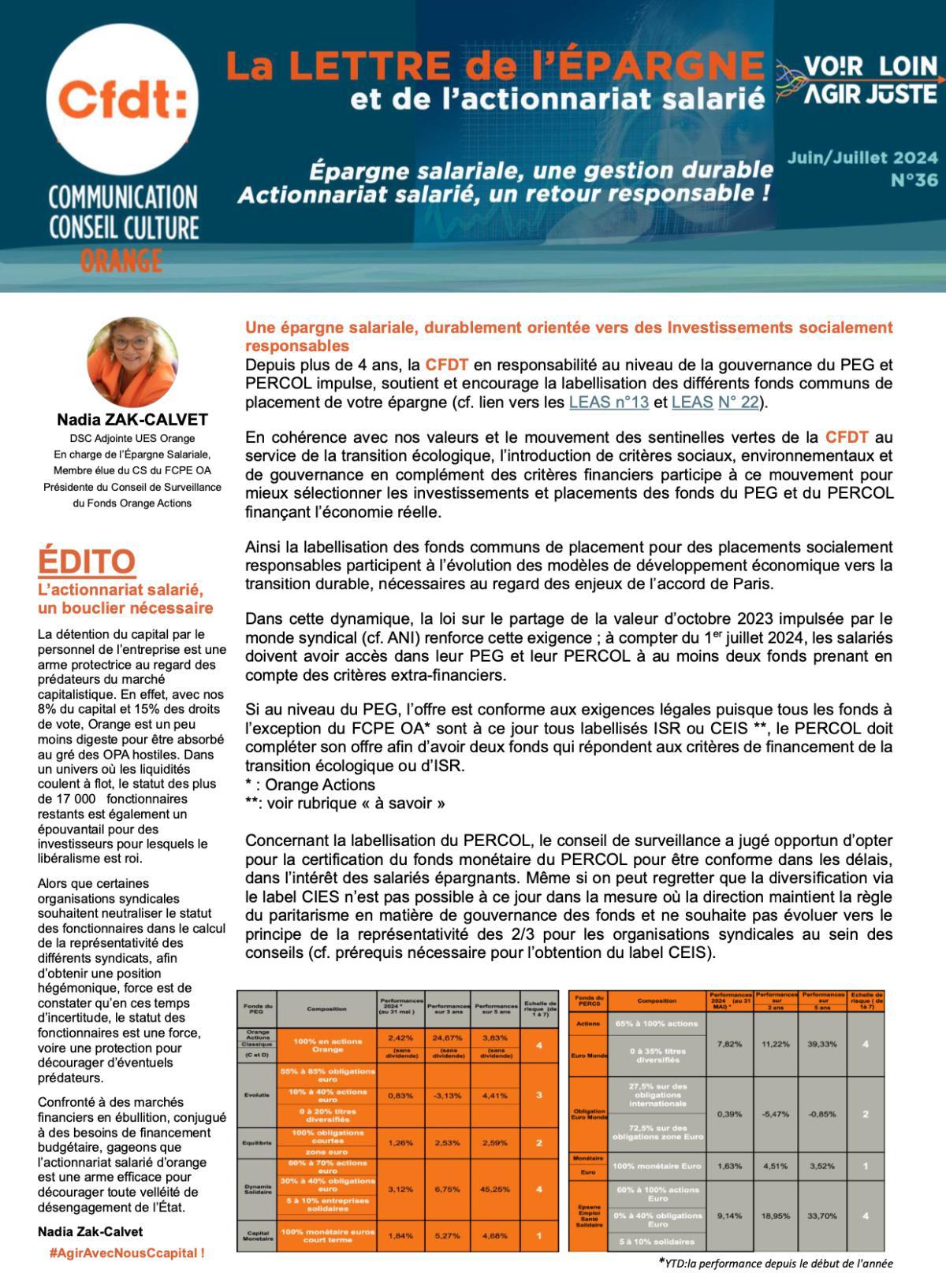 La lettre de l'épargne et de l'actionnariat salarié - N°36 - Juin-Juillet 2024