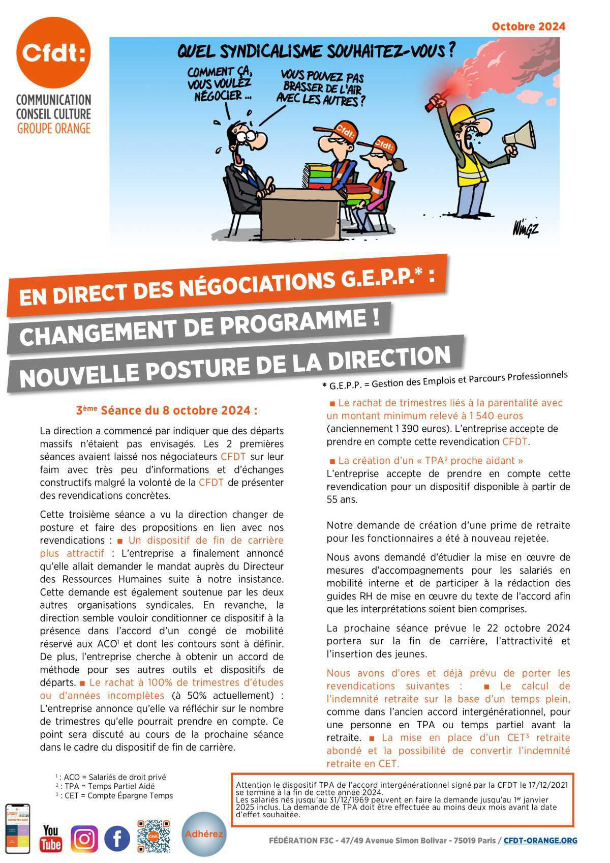 En direct des négociations G.E.P.P. : changement de programme ! Nouvelle posture de la direction - Oct. 2024