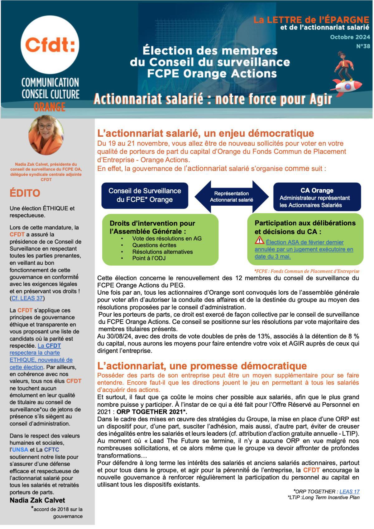 La lettre de l'Épargne et de l'actionnariat salarié N°38 - Octobre 2024