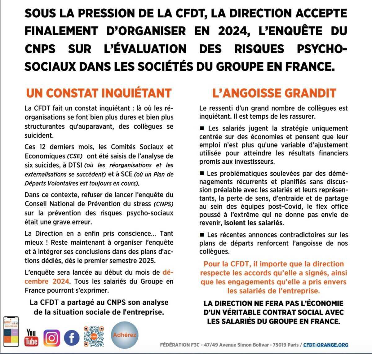 CNPS* : LA CFDT OBTIENT UNE PREMIÈRE VICTOIRE