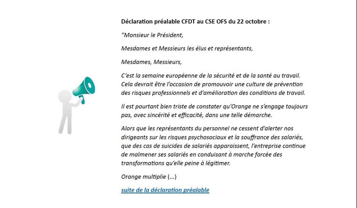 La Voix de la CFDT Orange France Siège - Novembre 2024