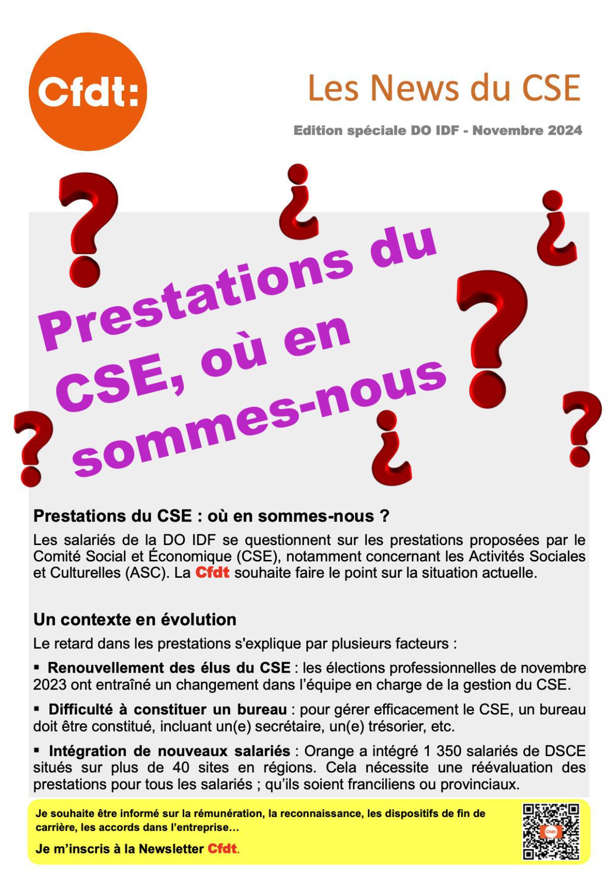 Prestations du CSE, où en sommes-nous ?