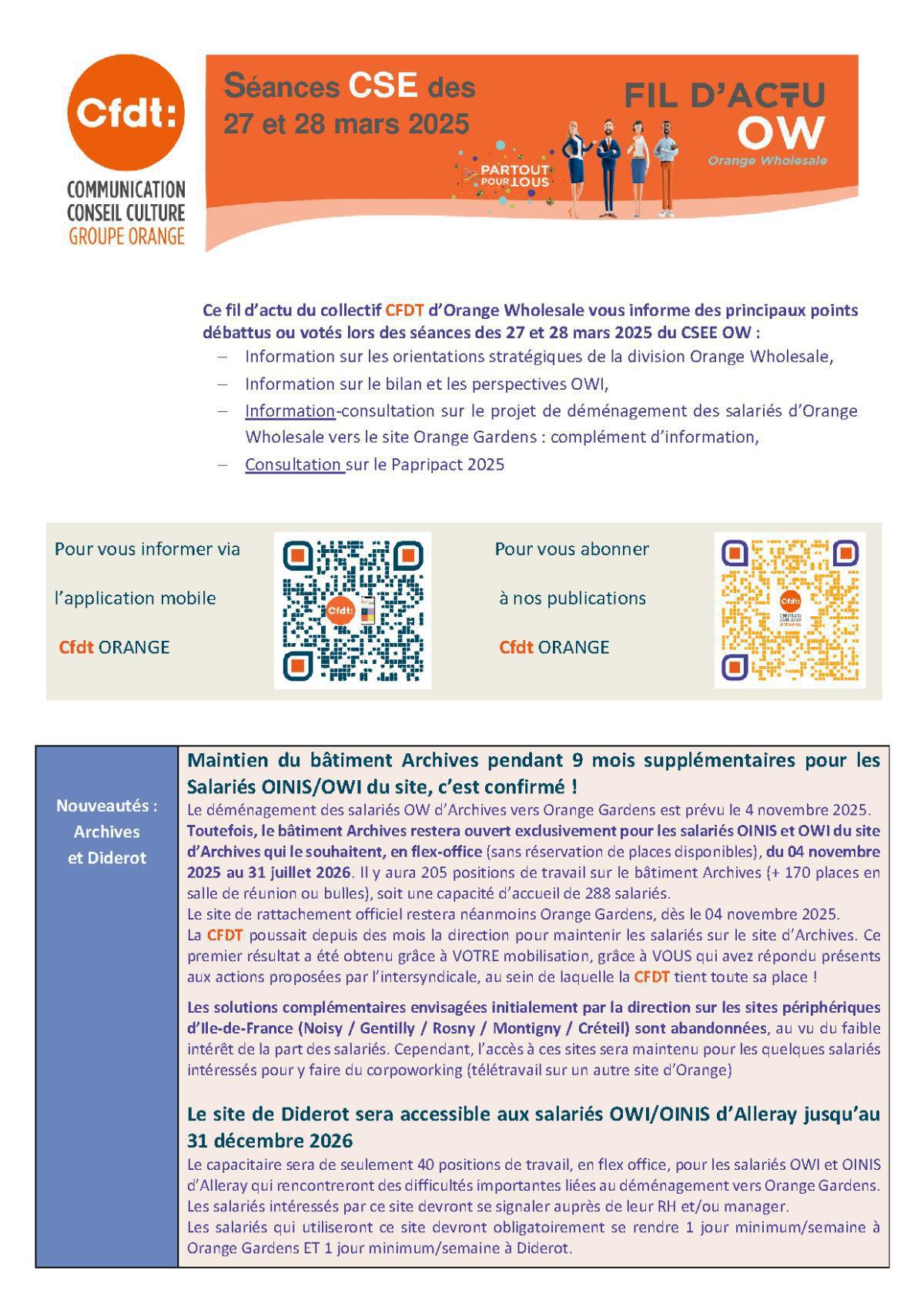 Fil d'actu du CSEE OW - Mars 2025