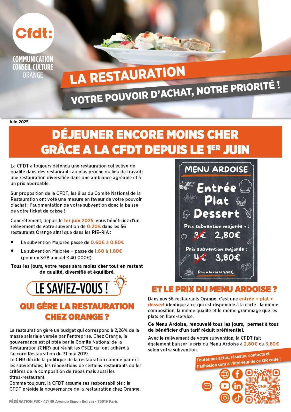 LA RESTAURATION VOTRE POUVOIR D'ACHAT, NOTRE PRIORITÉ !