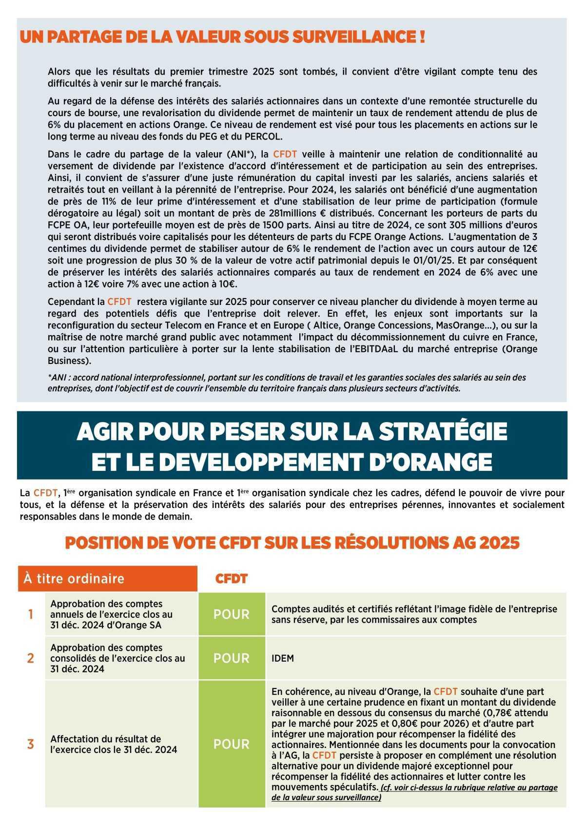 LA LETTRE DE L'ÉPARGNE ET DE L'ACTIONNARIAT N°43ACTIONNAIRES SALARIÉS ET RETRAITÉS D'ORANGE, EXERCEZ VOS DROITS LORS DE L'ASSEMBLÉE GÉNÉRALE !