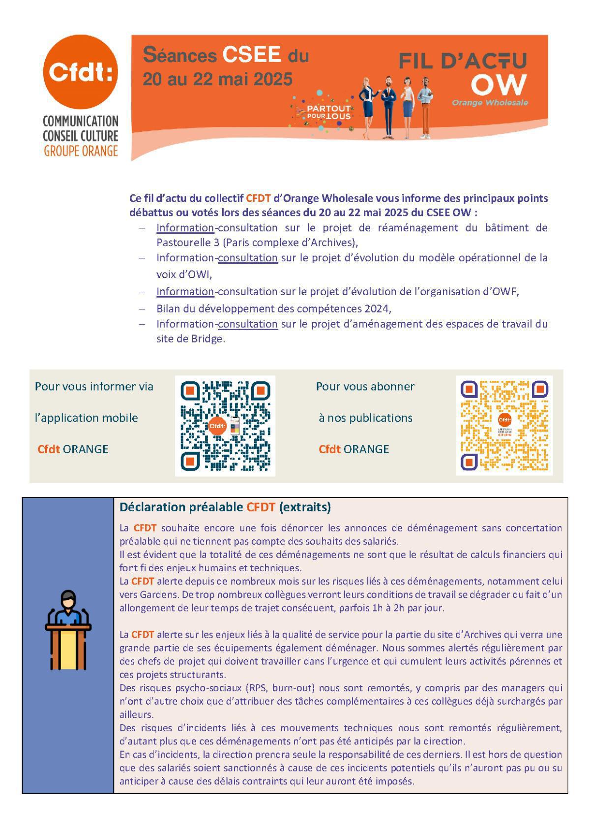 Fil d'actu du CSEE OW - Mai 2025