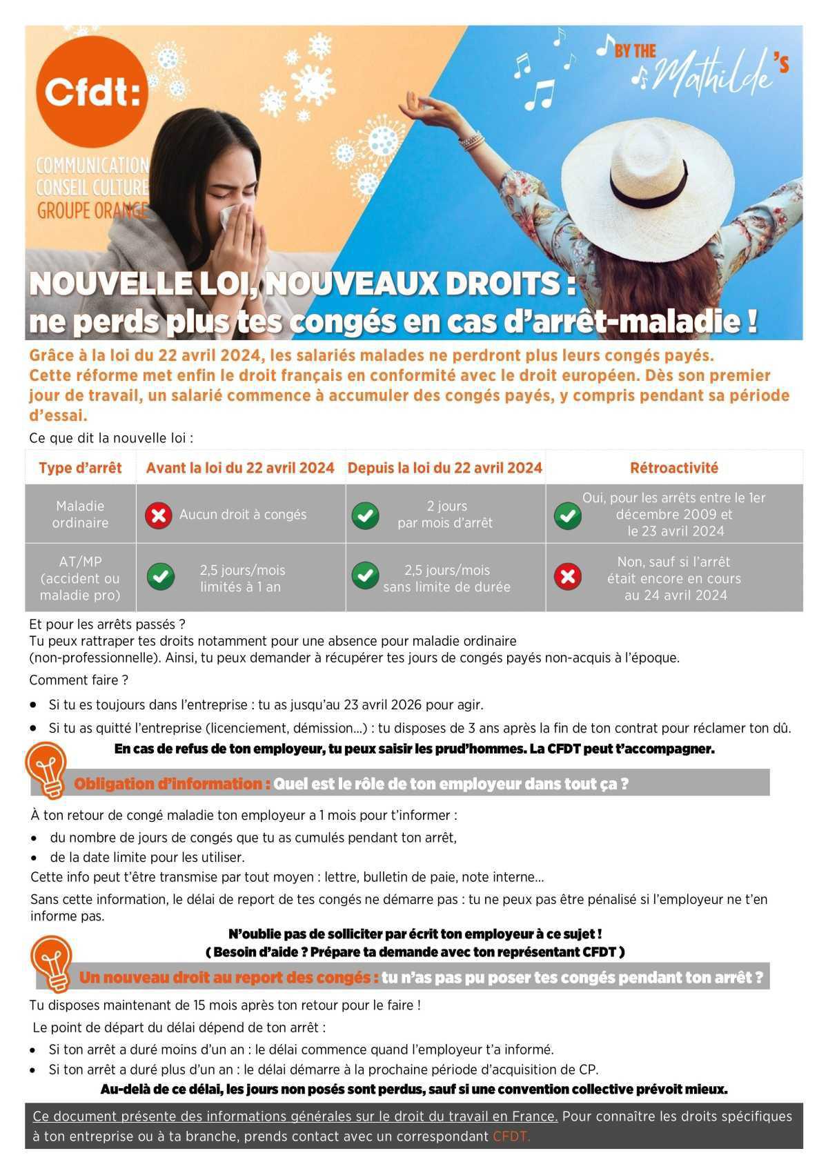 LES MATHILDE'S 6 NOUVELLE LOI, NOUVEAUX DROITS : ne perds plus tes congés en cas d’arrêt-maladie !