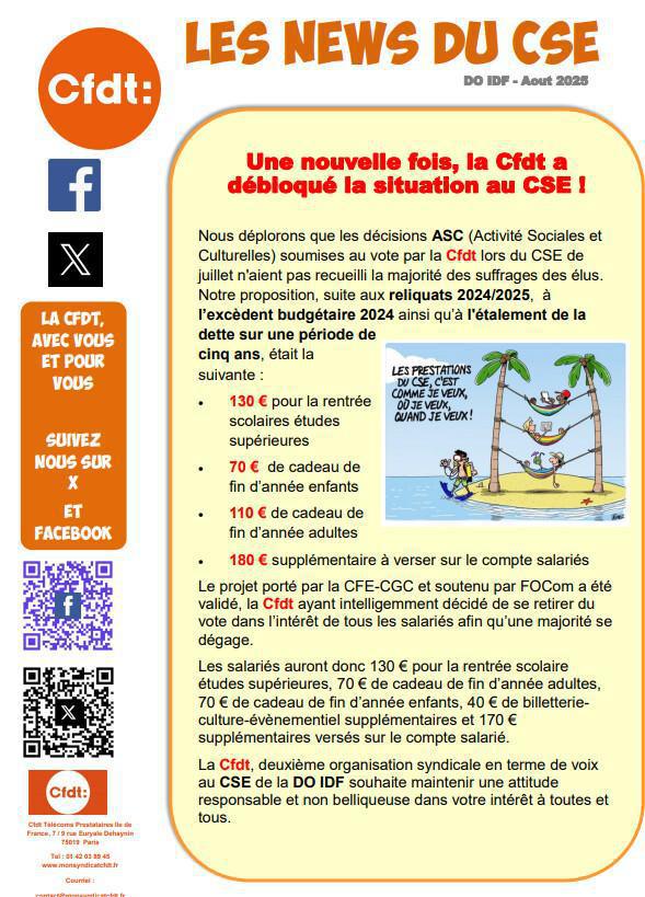 Les News du CSE – Août 2025 – ASC, projets déménagement… 