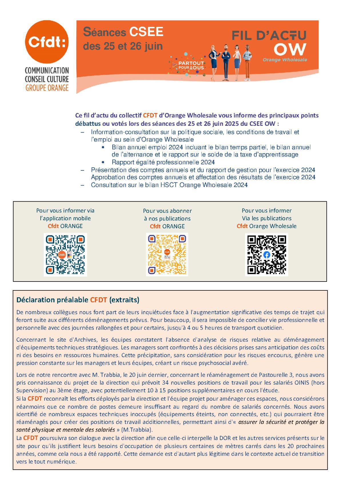 Fil d'actu du CSEE OW - Juin 2025