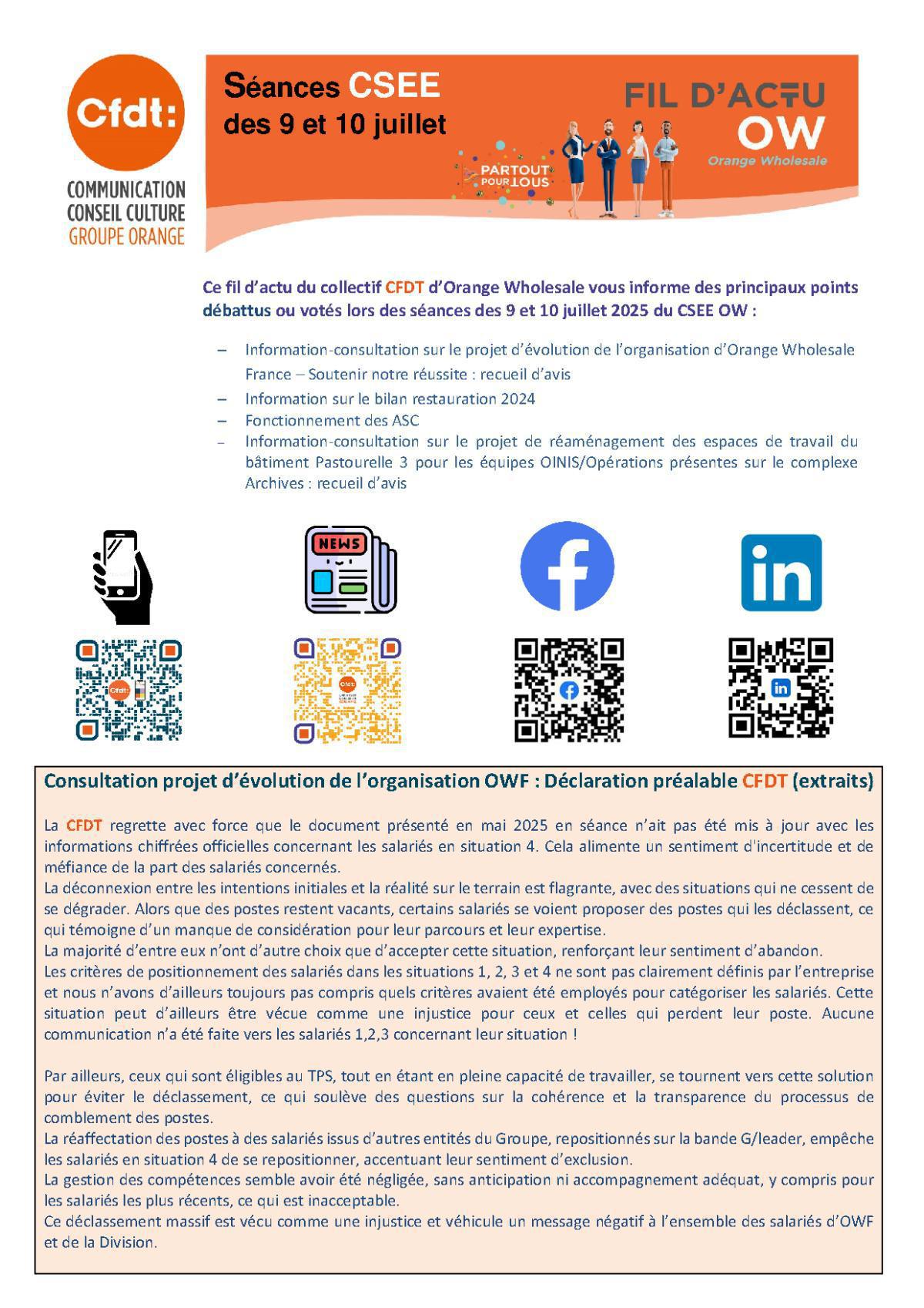 Fil d'actu du CSEE OW - Juillet 2025