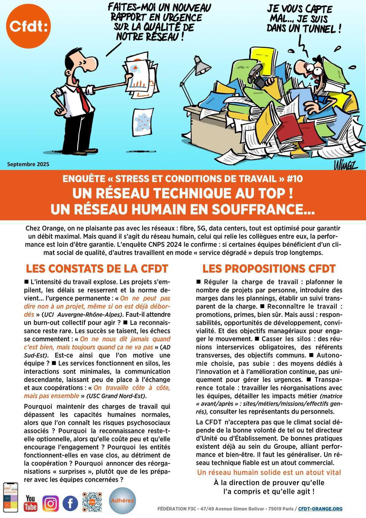 ENQUÊTE « STRESS ET CONDITIONS DE TRAVAIL » #10 UN RÉSEAU TECHNIQUE AU TOP ! UN RÉSEAU HUMAIN EN SOUFFRANCE...