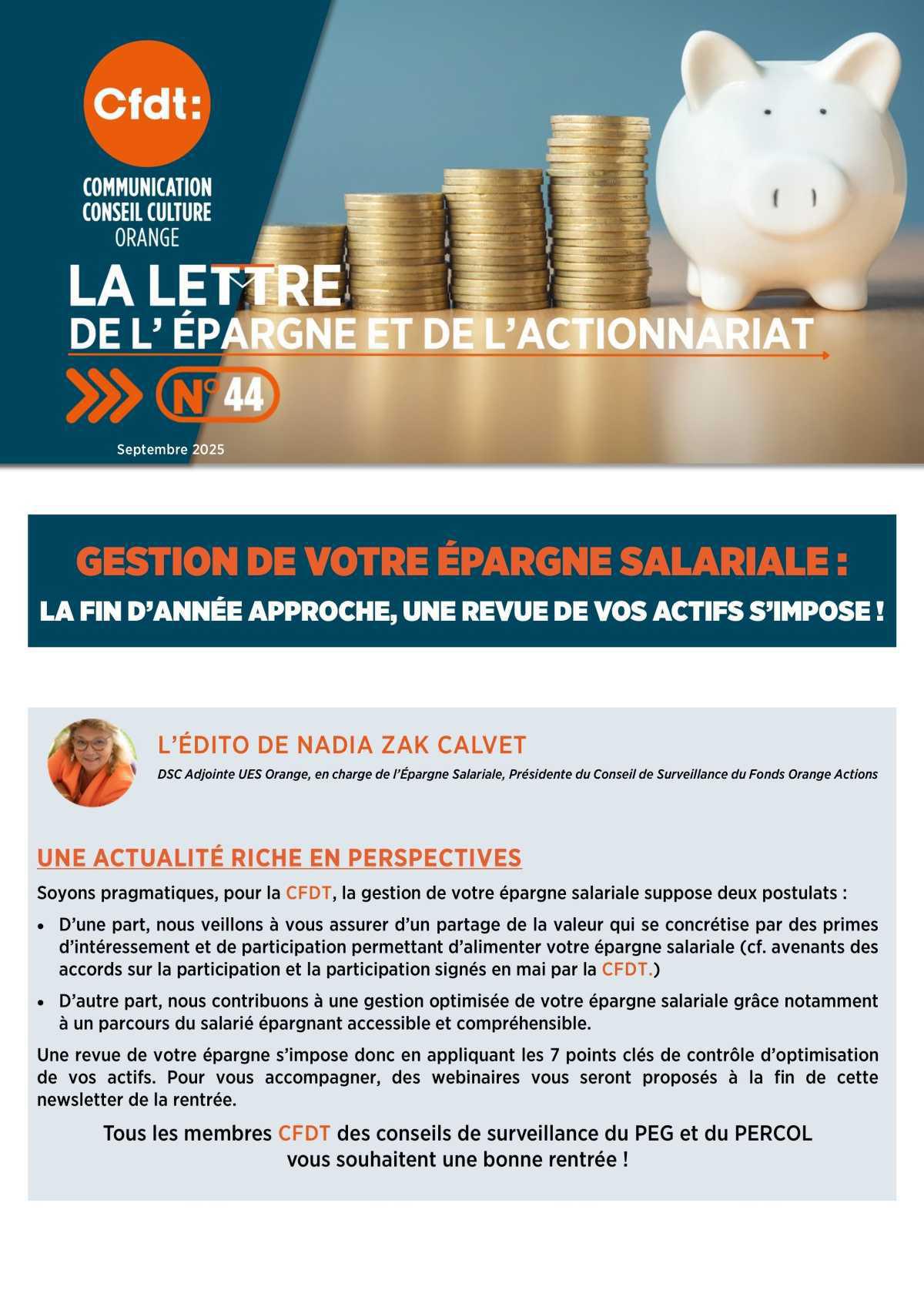 LA LETTRE DE L'EPARGNE ET DE L'ACTIONNARIAT N°44