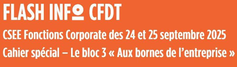  FLASH INFO CFDT CSEE Fonctions Corporate Cahier spéciale du 24 et 25 septembre 2025