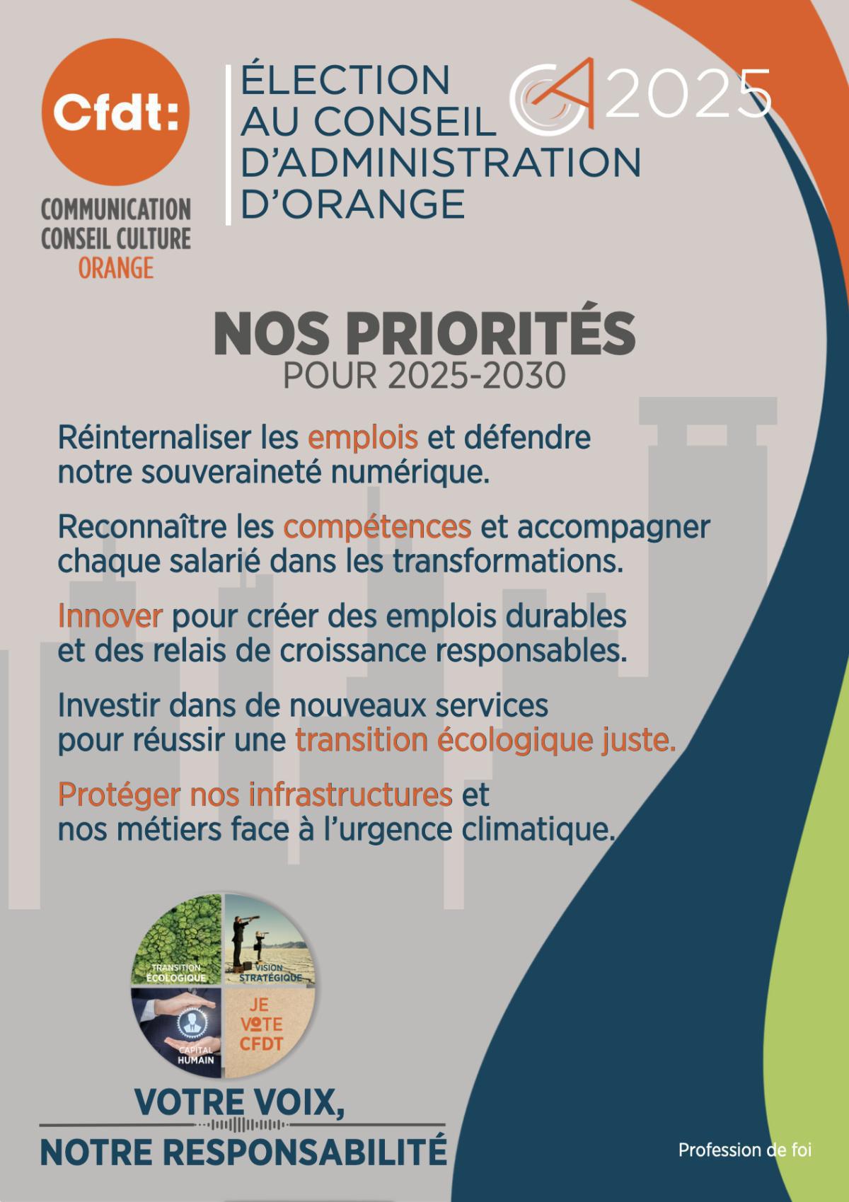 Élection au conseil d'administration d'Orange : nos priorités pour 2025-2030