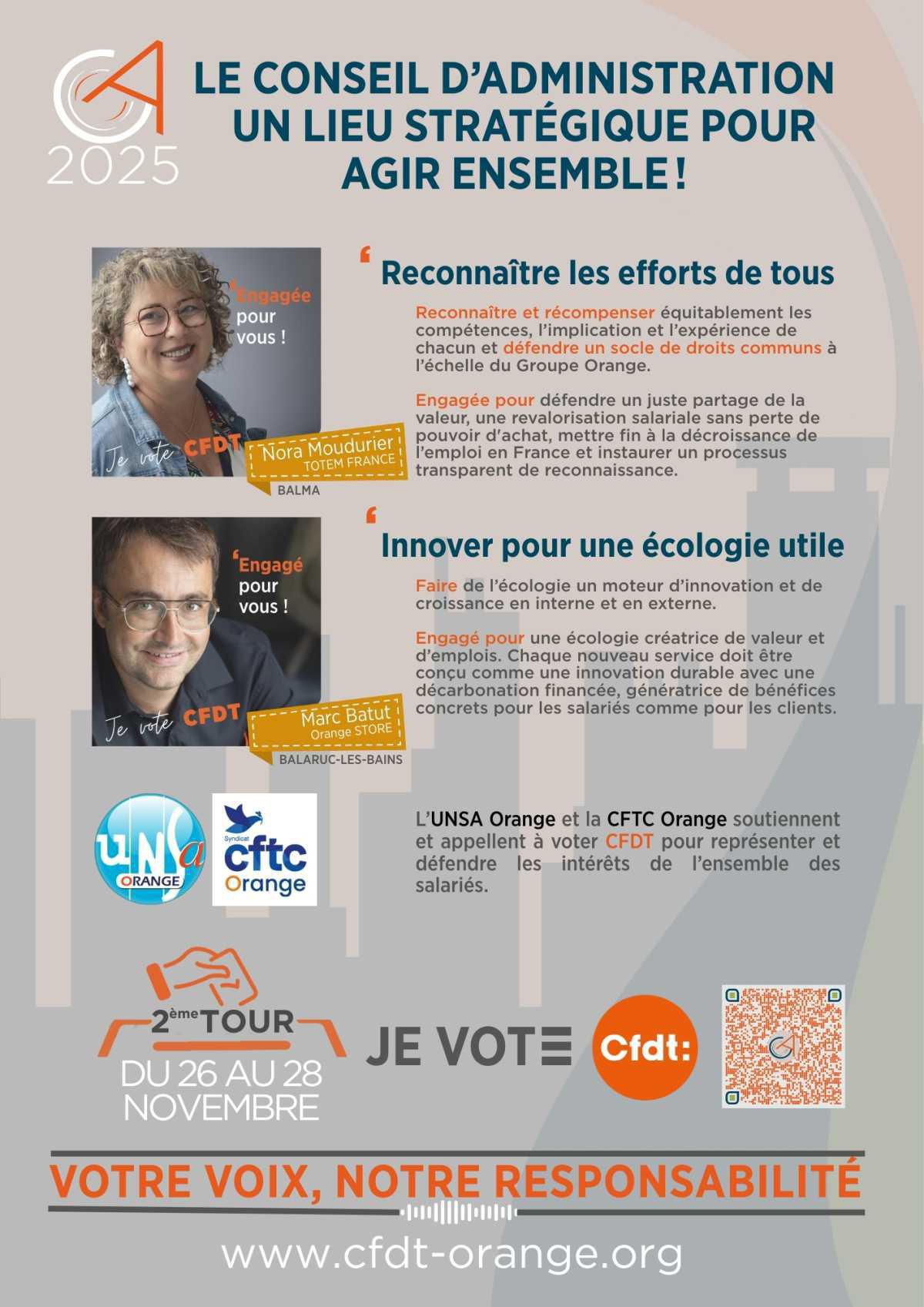 Élection au conseil d'administration d'Orange : profession de foi 2ème tour