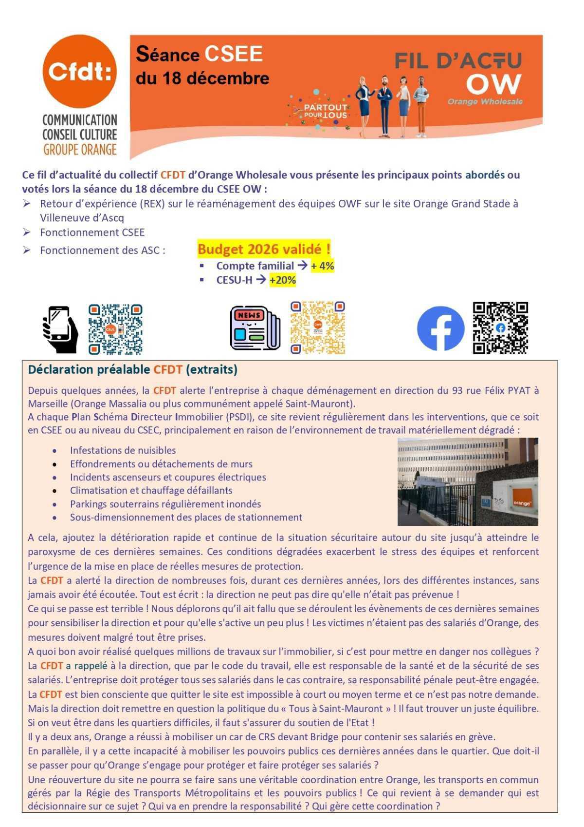 Fil d'actu du CSEE OW - Décembre 2025