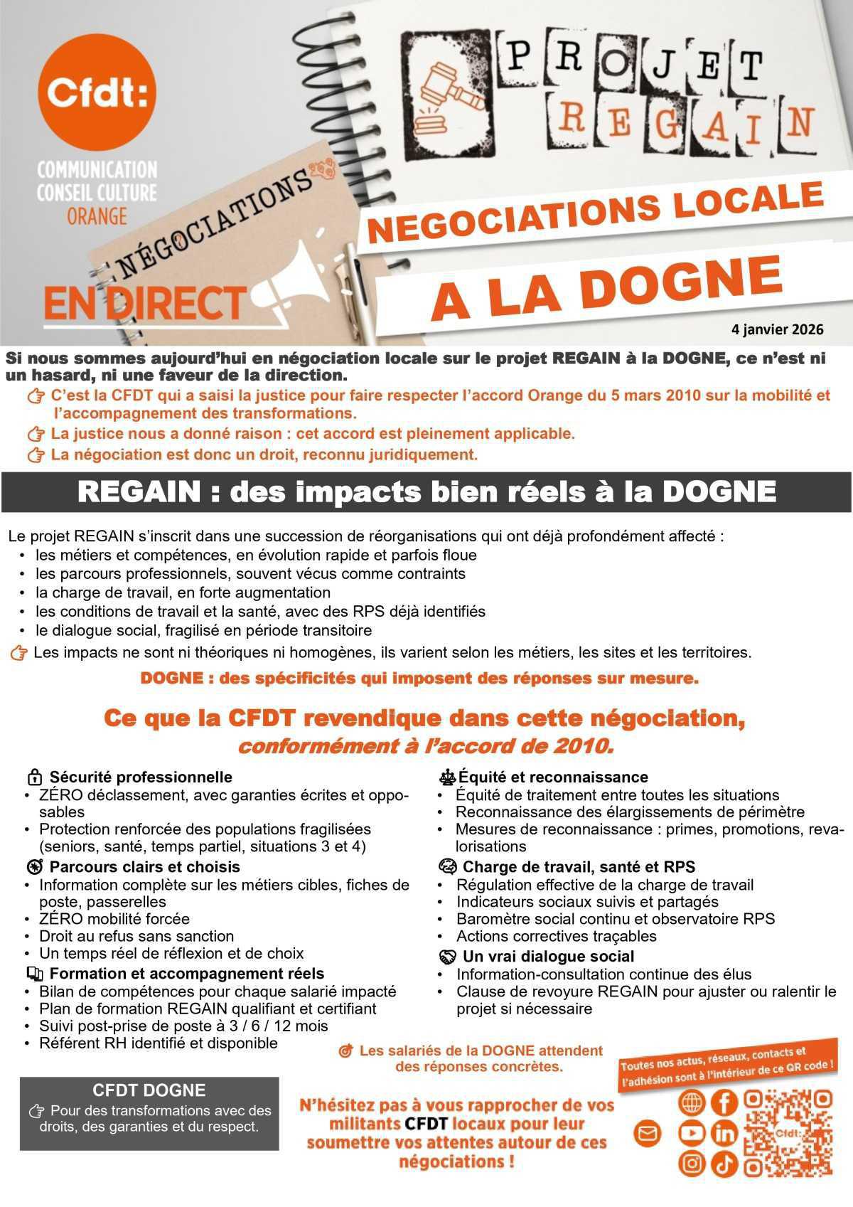 NÉGOCIATIONS LOCALES À LA DOGNE