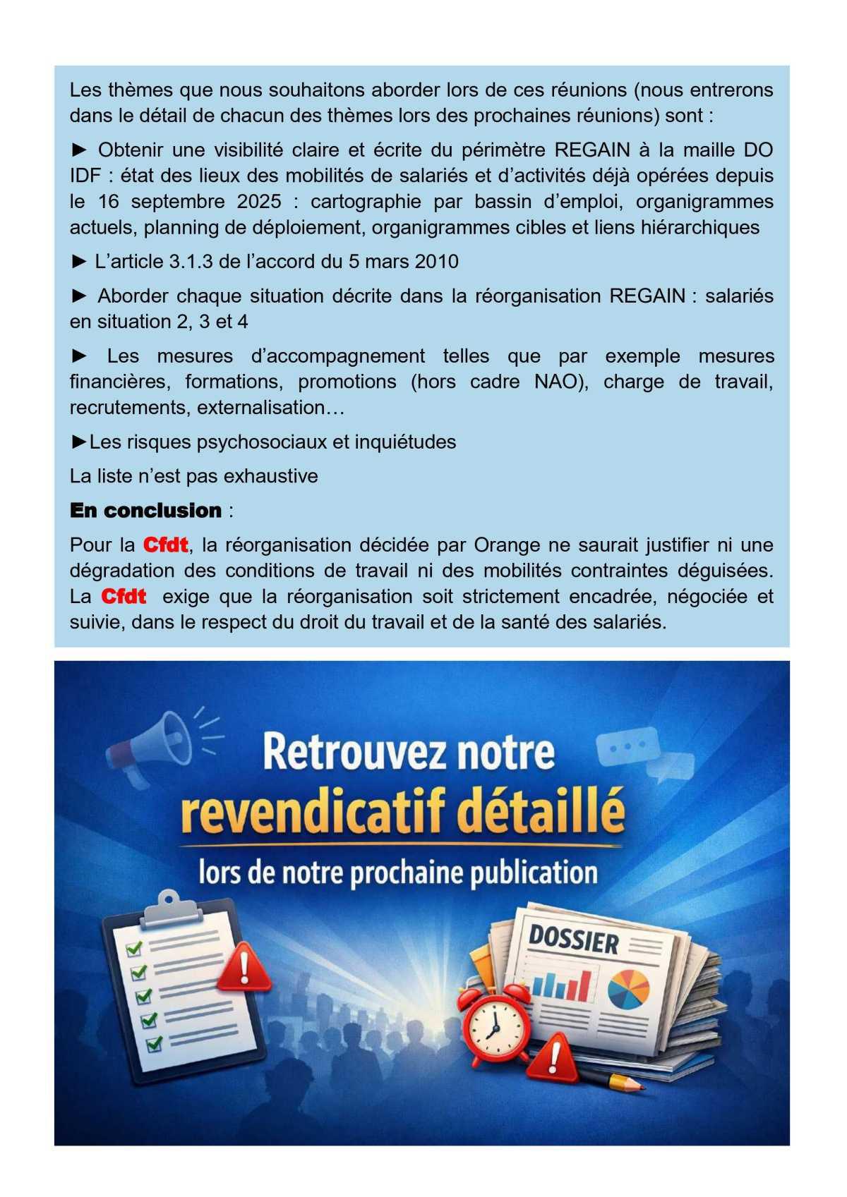 REGAIN : Ouverture d'une négociation locale