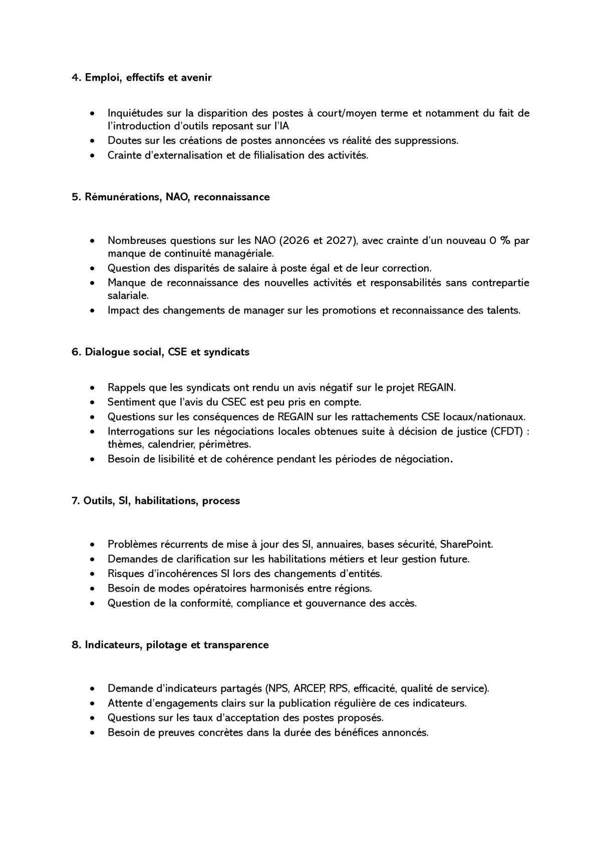 NÉGOCIATION REGAIN OFS