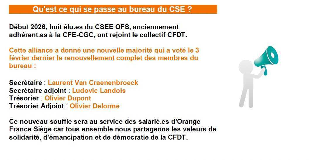 Changement au bureau du CSE d'OFS - février 2026