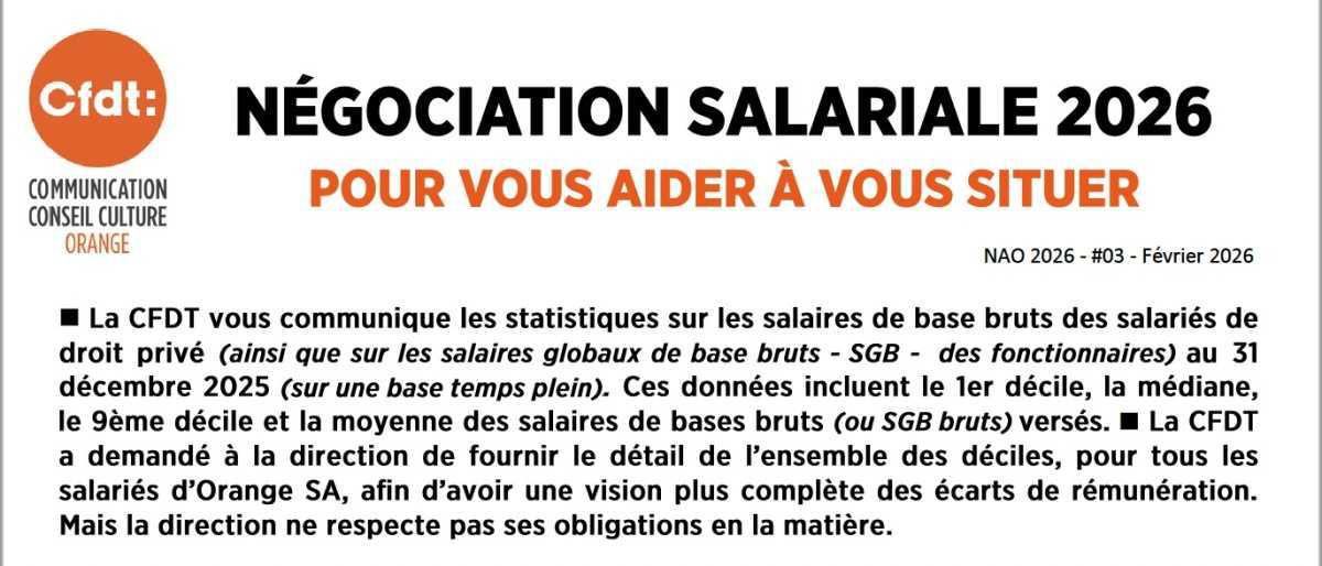 (NAO) NÉGOCIATION SALARIALE 2026 N°3 - 12 février 2026