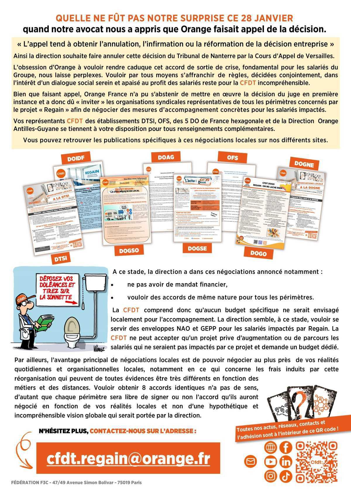 Projet Regain : Avis rendu, négociations en cours et… La direction fait appel !