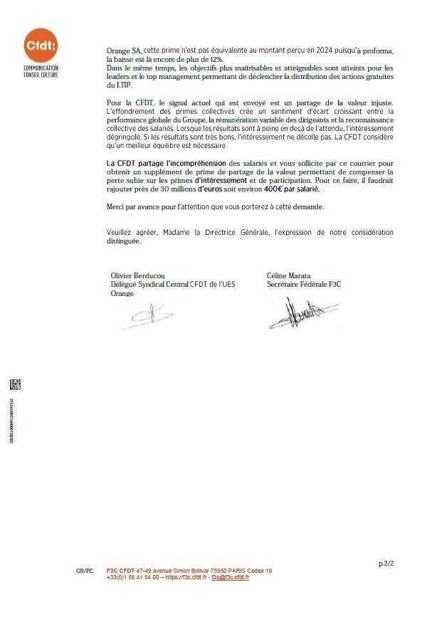 Demande de supplément de prime de partage de la valeur.