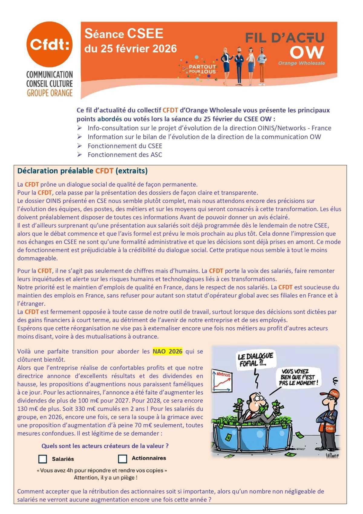 Fil d'actu du CSEE OW - Février 2026