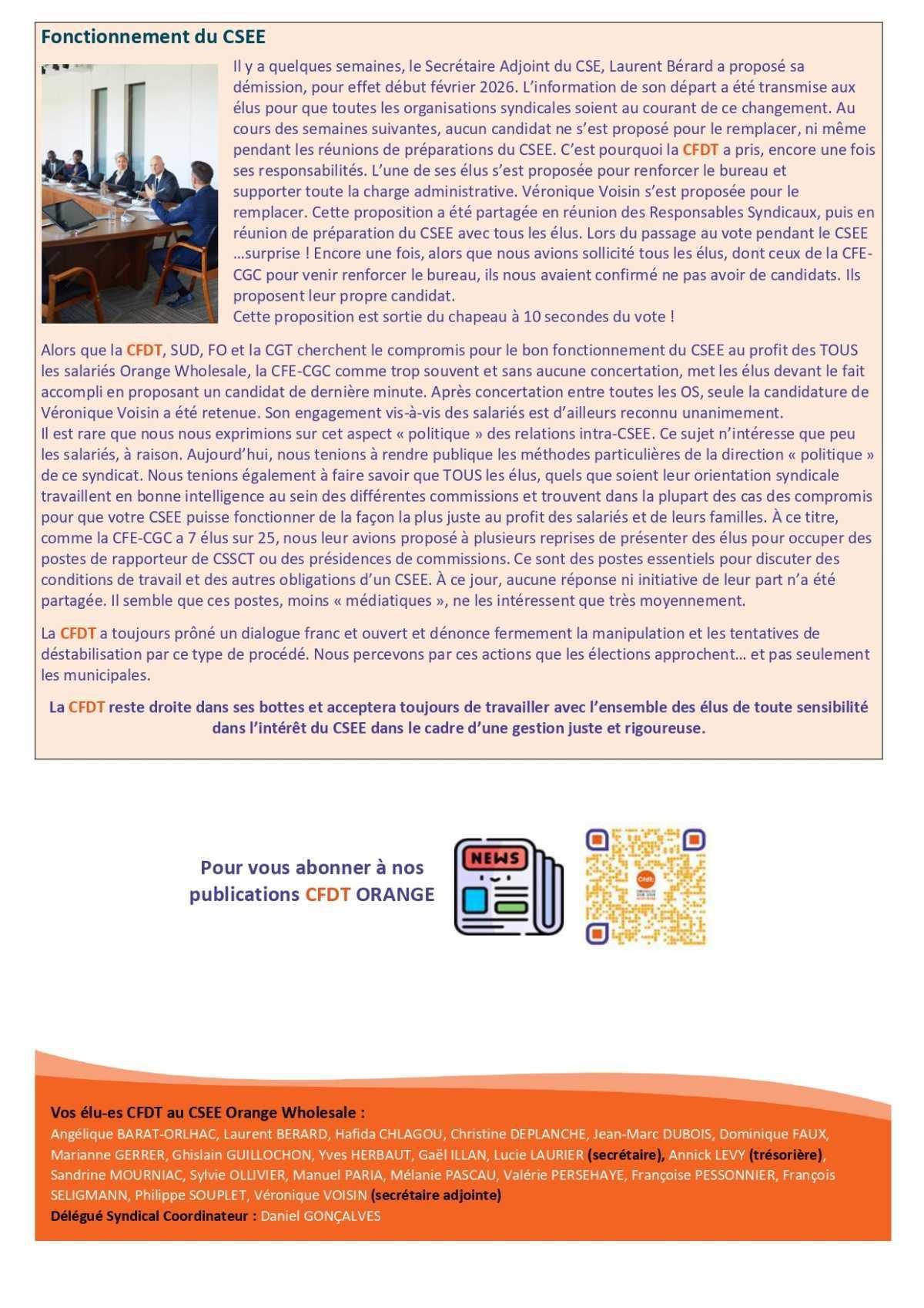 Fil d'actu du CSEE OW - Février 2026