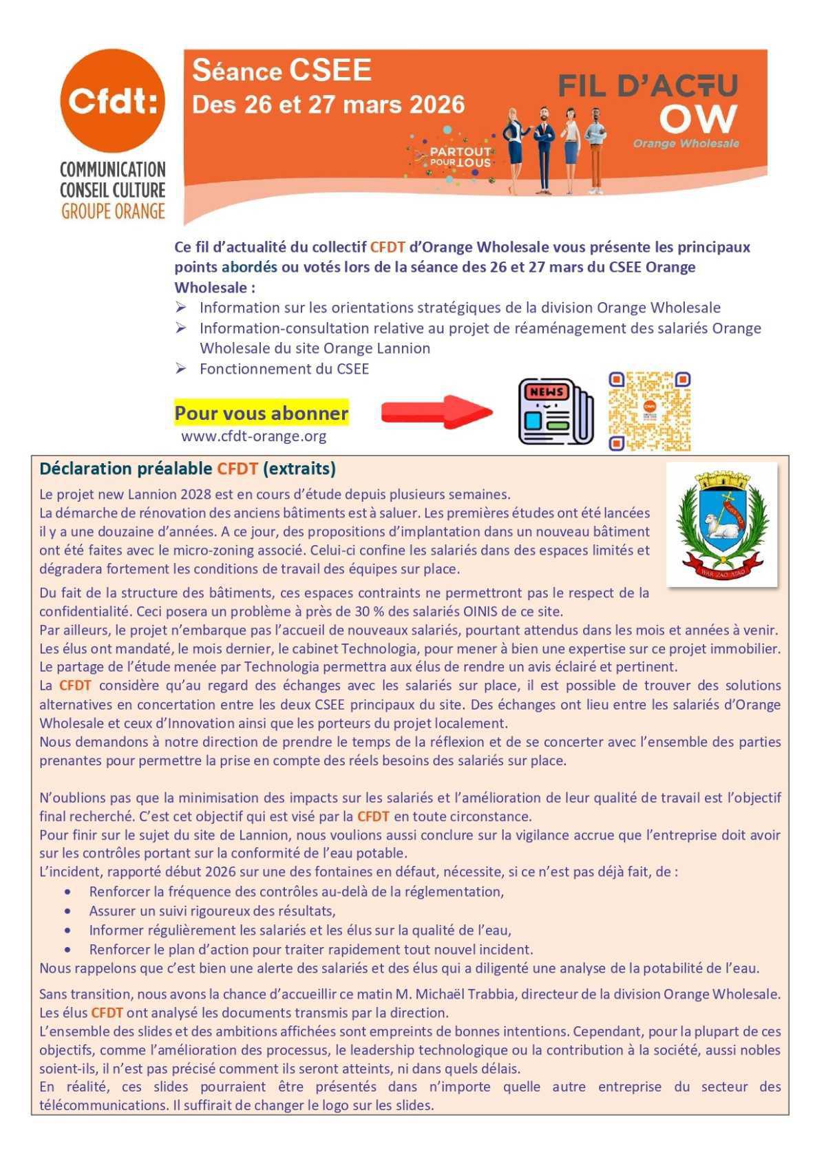 Fil d'actu du CSEE OW - Mars 2026