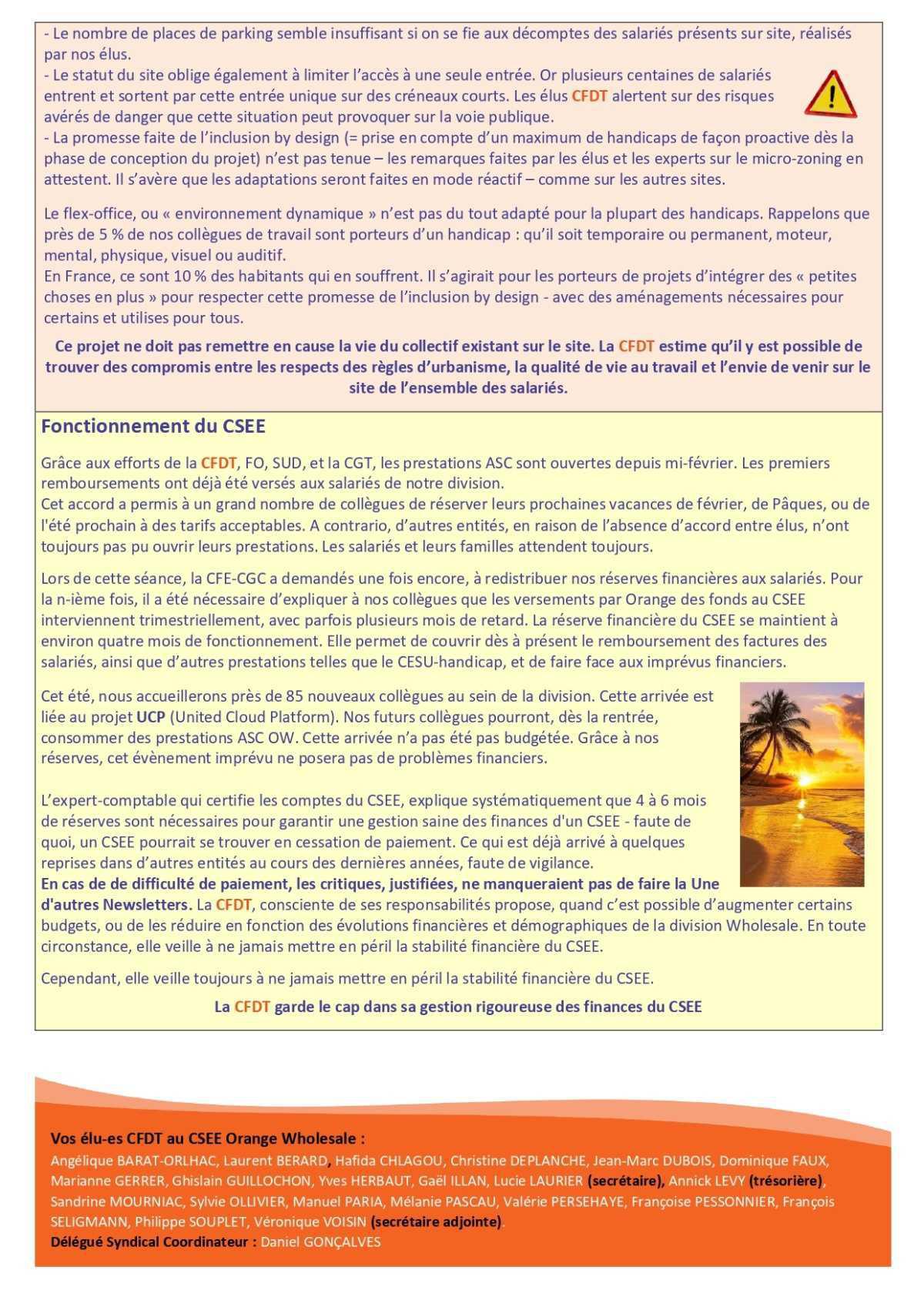 Fil d'actu du CSEE OW - Mars 2026