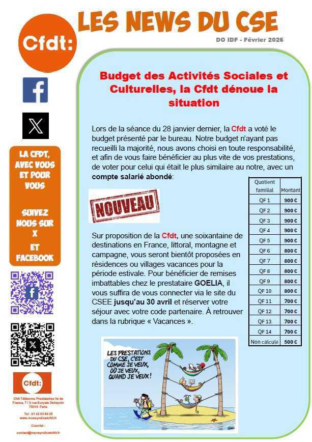 Les News du CSE de février 2026