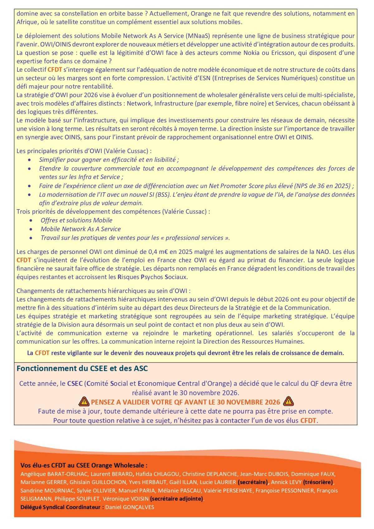 Fil d'actu du CSEE OW - Avril 2026