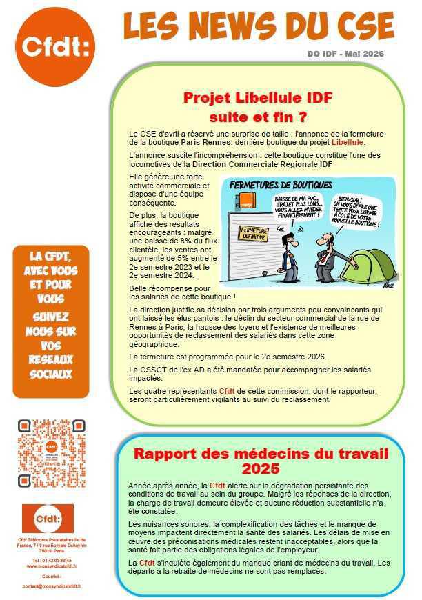 Les News du CSE de mai 2026