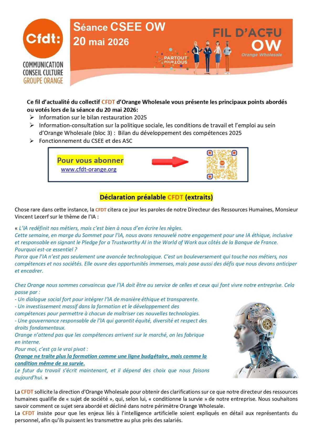 Fil d'actu du CSEE OW - Mai 2026
