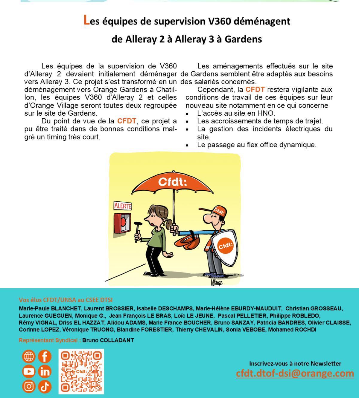 La lettre des élus DTSI 37 - Les équipes de supervision V360 déménagent de Alleray 2 à Alleray 3 à Gardens