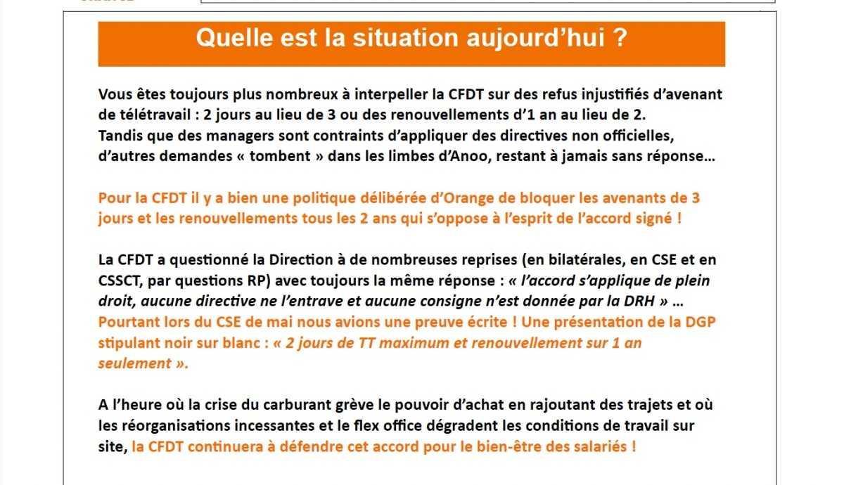 Accord Télétravail à OFS: le double jeu d'Orange (Juin 2026)