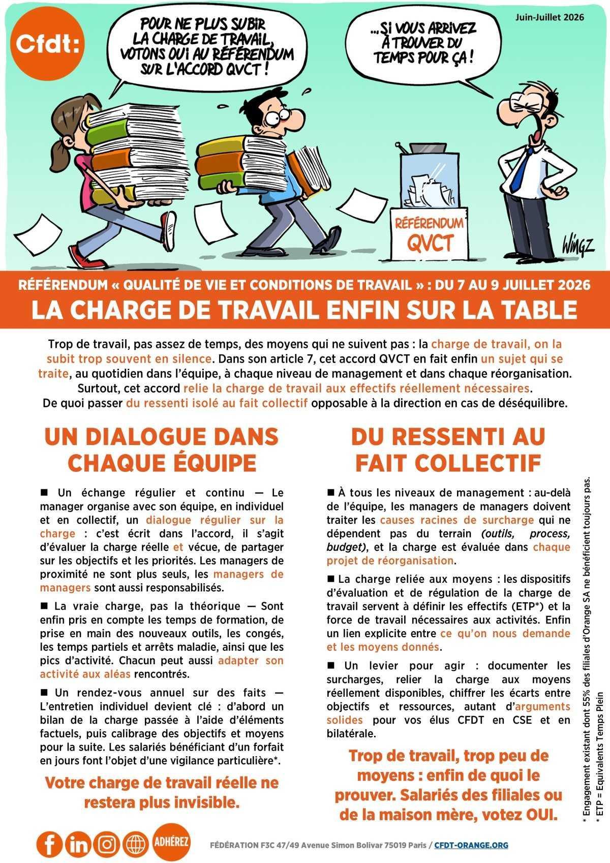Référendum QVCT - LA CHARGE DE TRAVAIL ENFIN SUR LA TABLE