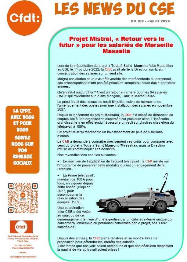 Les News du CSE de juillet 2026