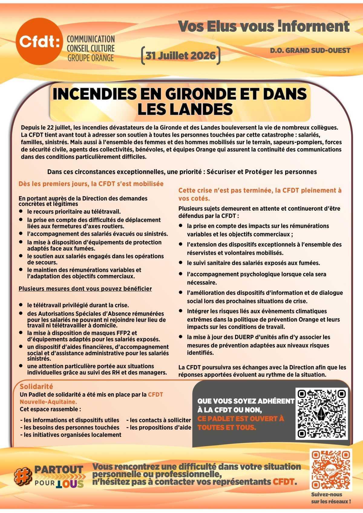 Vos élus vous informent Incendies Gironde - Landes