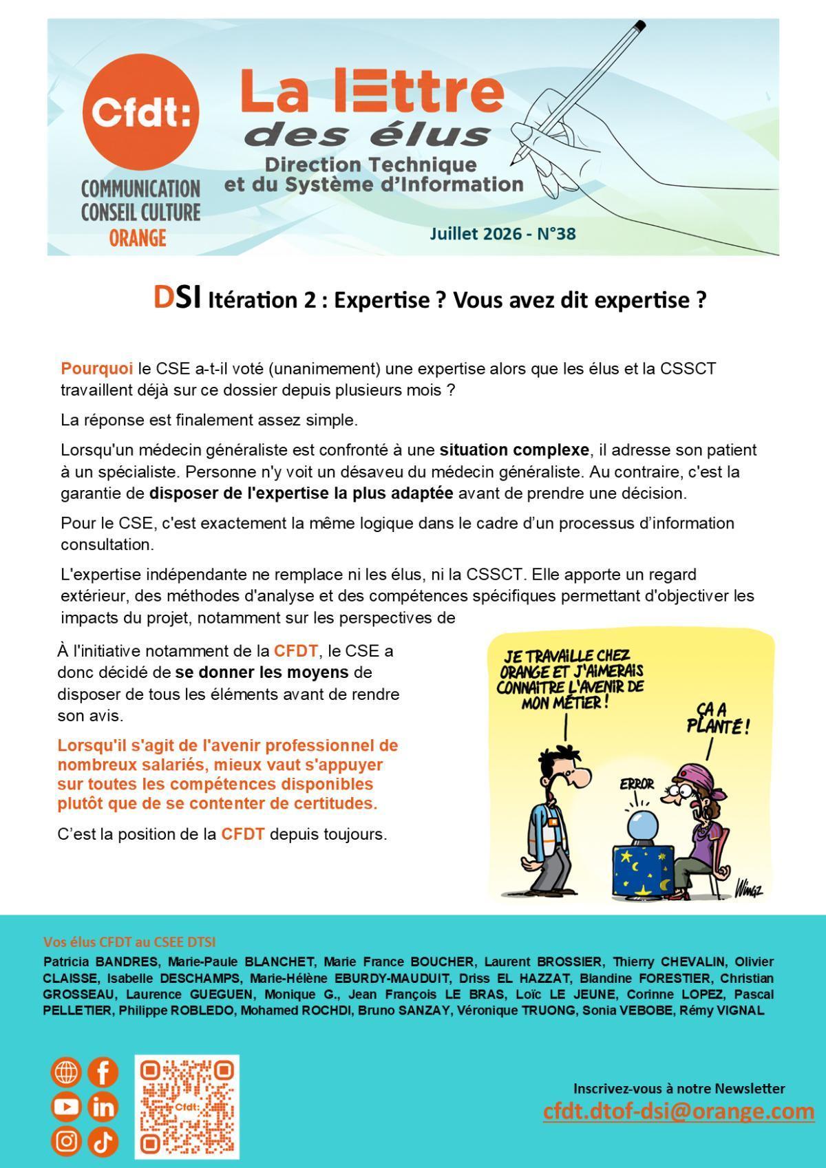La lettre des élus DTSI #38 - Partie 2 - DSI Itération 2 : Expertise ? Vous avez dit expertise ?
