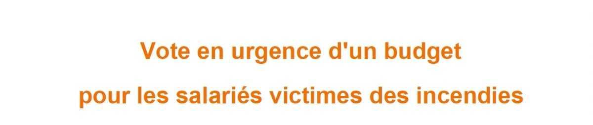 Vote en urgence d'un budget pour les salariés victimes des incendies -Juillet 2026