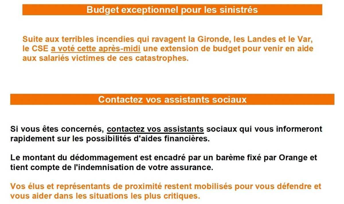 Vote en urgence d'un budget pour les salariés victimes des incendies -Juillet 2026