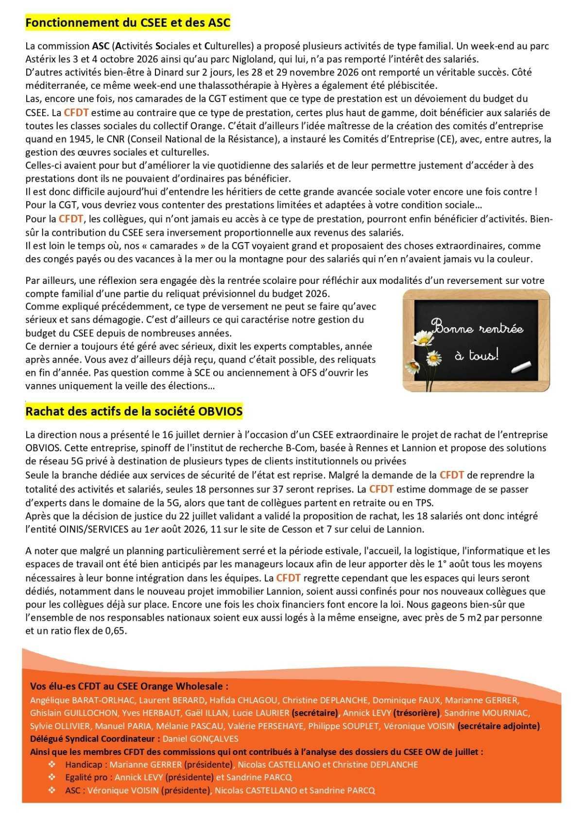 Fil d'actu des CSEEs OW - Juillet 2026