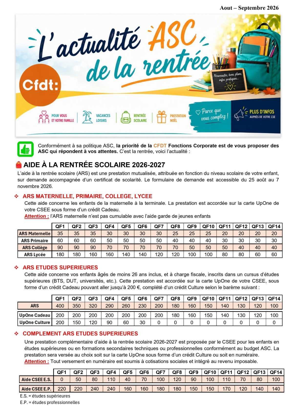 L'actualité ASC de la rentrée FC