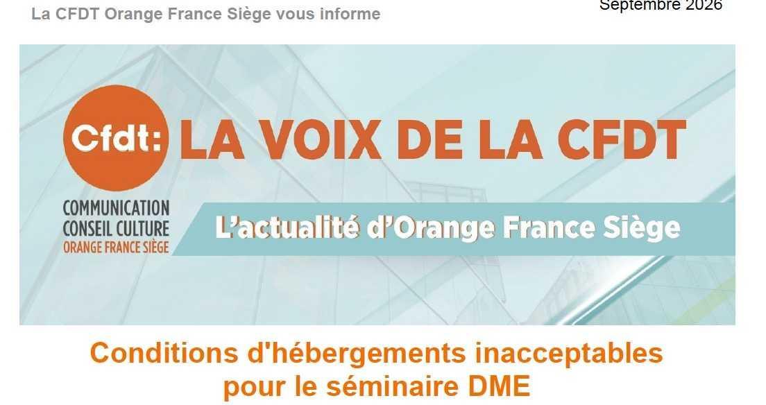 Conditions d'hébergements inacceptables pour le séminaire DME - Septembre 2026