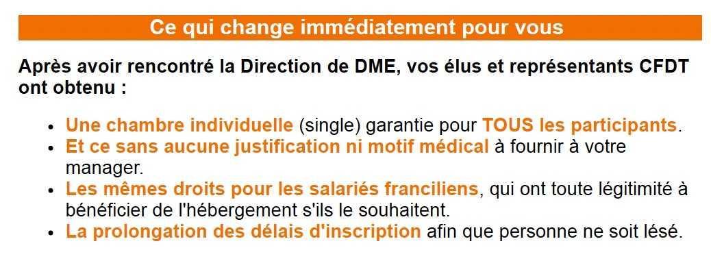 Conditions d'hébergements inacceptables pour le séminaire DME - Septembre 2026