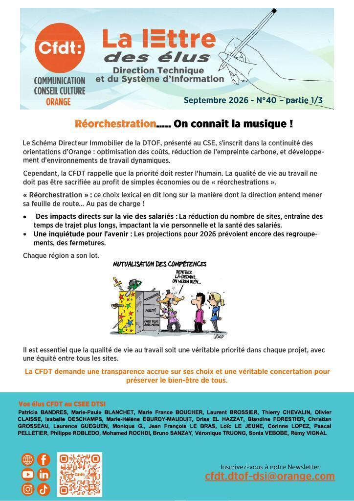 La lettre des élus DTSI #40 – Réorchestration… On connait la musique !