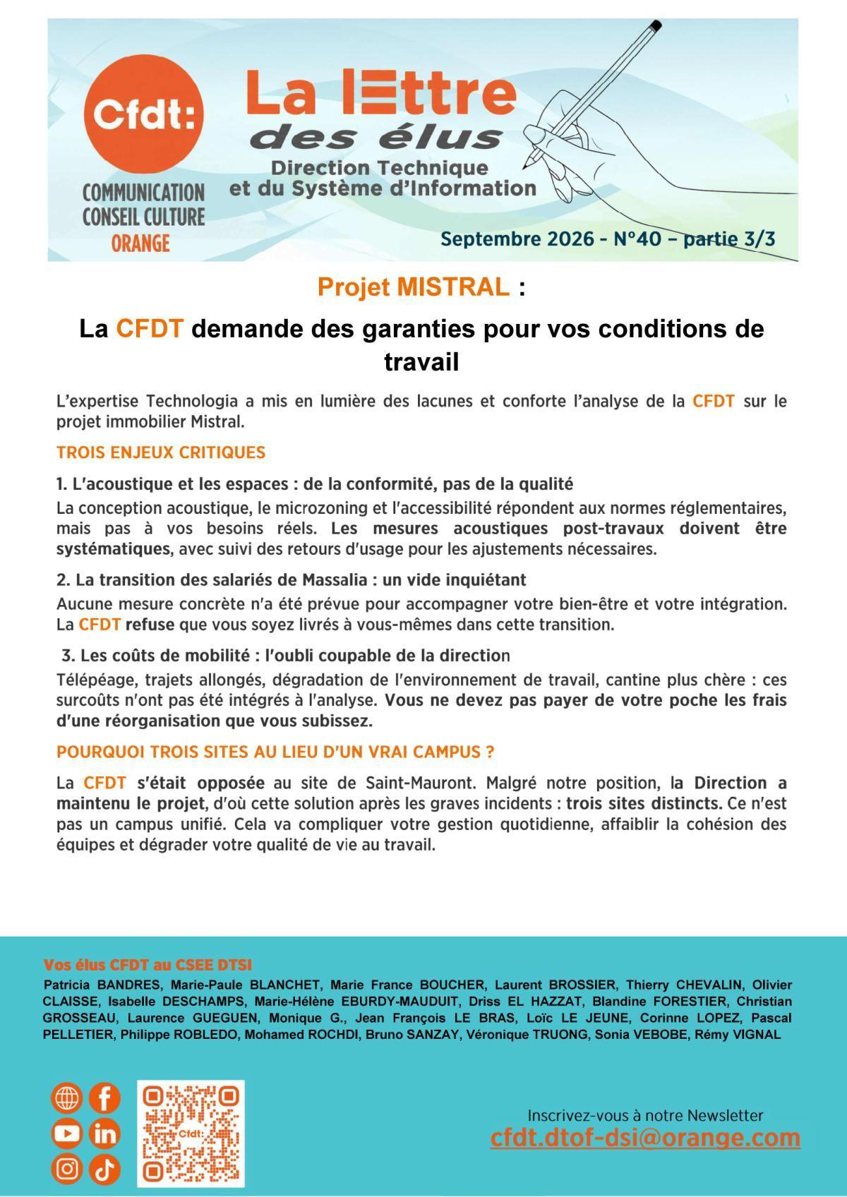 La lettre des élus DTSI #40 - partie 3 - Projet Mistral